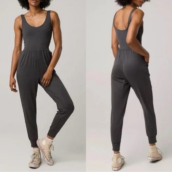 aerie Pants - Aerie Offline Gray The Hugger Jumpsuit One Piece Lounge Active Athleisure Hiking